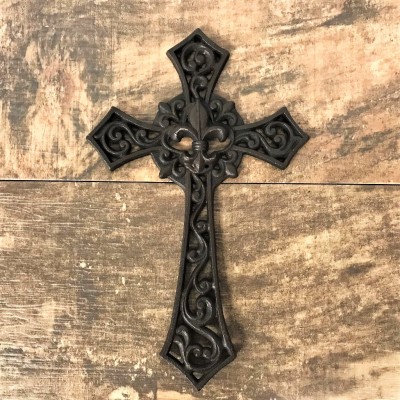 56385 - CAST IRON FLEUR DE LI WALL CROSS
